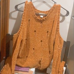 Burnt Orange Distressed Sweater